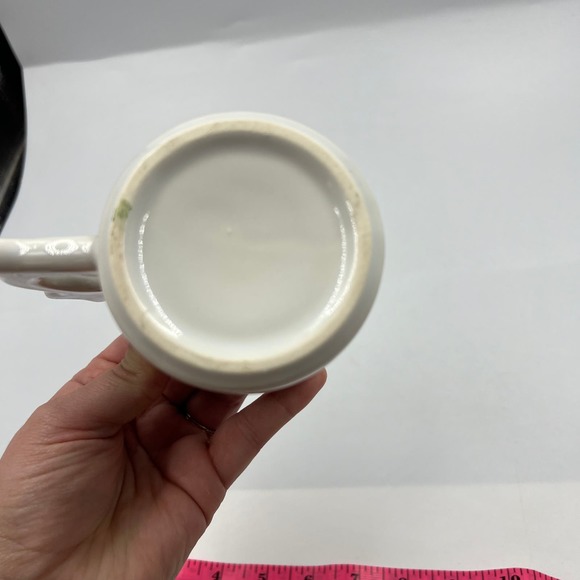 Vintage Glazed Ceramic Coffee Mug Cup Spring Easter Bunny Rabbit Handle - Picture 5 of 9